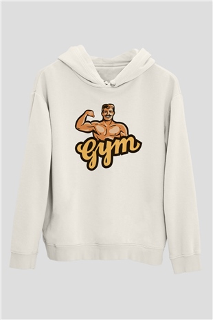 Vücut geliştirme Beyaz Unisex Kapüşonlu Sweatshirt