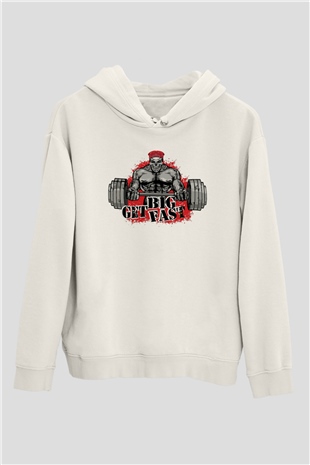 Vücut geliştirme Beyaz Unisex Kapüşonlu Sweatshirt