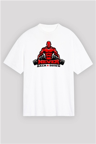 Vücut geliştirme Beyaz Unisex Oversize Tişört T-Shirt