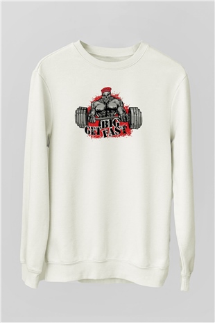 Vücut geliştirme Beyaz Unisex Sweatshirt