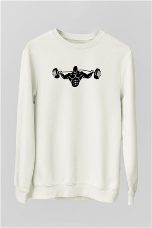 Vücut geliştirme Beyaz Unisex Sweatshirt