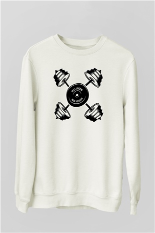 Vücut geliştirme Beyaz Unisex Sweatshirt