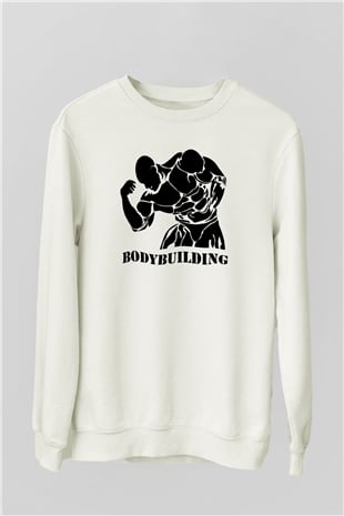 Vücut geliştirme Beyaz Unisex Sweatshirt