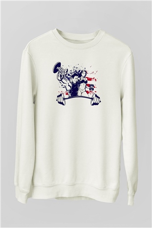 Vücut geliştirme Beyaz Unisex Sweatshirt