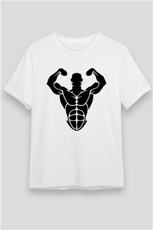 Vücut geliştirme Beyaz Unisex Tişört T-Shirt - TişörtFabrikası