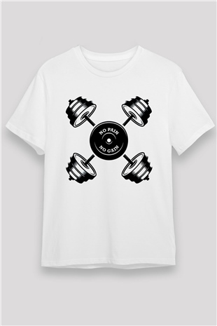 Vücut geliştirme Beyaz Unisex Tişört T-Shirt - TişörtFabrikası