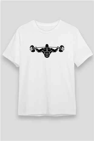 Vücut geliştirme Beyaz Unisex Tişört T-Shirt - TişörtFabrikası