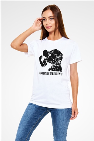 Vücut geliştirme Beyaz Unisex Tişört T-Shirt - TişörtFabrikası