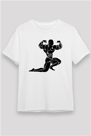 Vücut geliştirme Beyaz Unisex Tişört T-Shirt - TişörtFabrikası