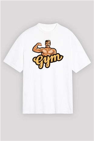 Vücut geliştirme Beyaz Oversize Tişört Oversize T-shirt - TişörtFabrikası