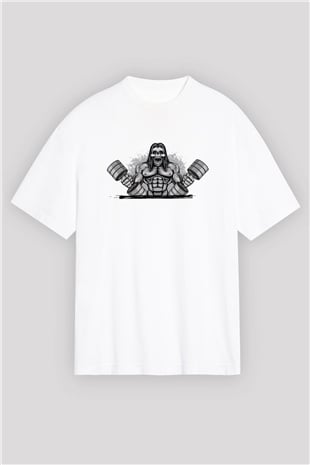 Vücut geliştirme Beyaz Oversize Tişört Oversize T-shirt - TişörtFabrikası