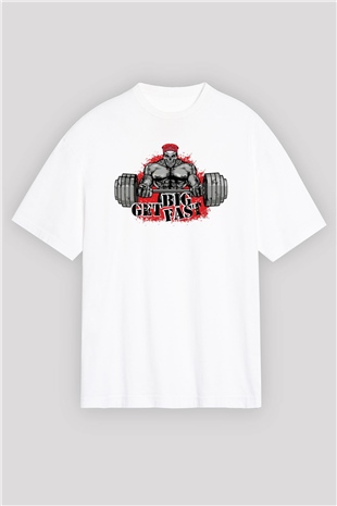 Vücut geliştirme Beyaz Oversize Tişört Oversize T-shirt - TişörtFabrikası