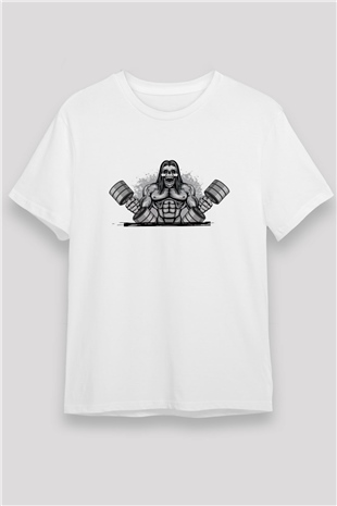 Vücut geliştirme Beyaz Unisex Tişört T-Shirt - TişörtFabrikası