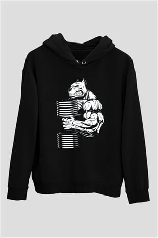 Vücut geliştirme Siyah Unisex Hoodie