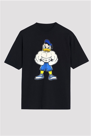 Vücut geliştirme Siyah Unisex Oversize Tişört T-Shirt