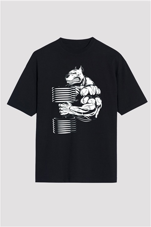 Vücut geliştirme Siyah Unisex Oversize Tişört T-Shirt