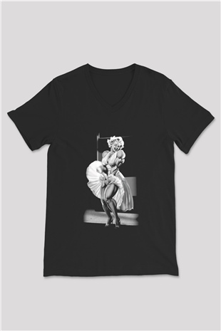 Vücut geliştirme Siyah Unisex V Yaka Tişört T-Shirt