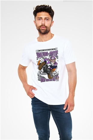 Waluigi-Moto Baskılı Unisex Beyaz Tişört