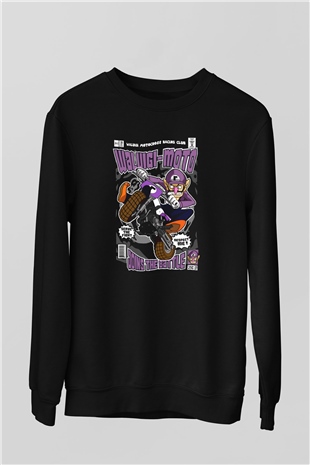Waluigi Motocross Baskılı Unisex Siyah Sweatshirt