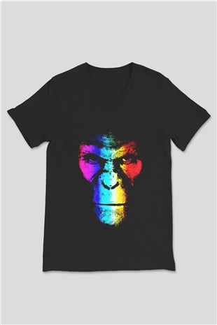 War for the Planet of the Apes Maymunlar Cehennemi Siyah Unisex V Yaka Tişört T-Shirt