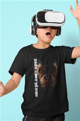 War for the Planet of the Apes Maymunlar Cehennemi Siyah Unisex Çocuk Tişört