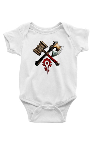 Warcraft Baskılı Beyaz Unisex Bebek Body - Zıbın