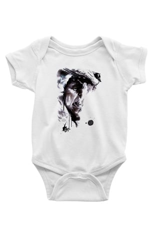 Warcraft Baskılı Beyaz Unisex Bebek Body - Zıbın