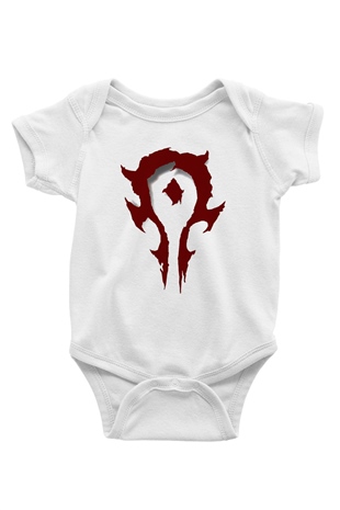 Warcraft Baskılı Beyaz Unisex Bebek Body - Zıbın
