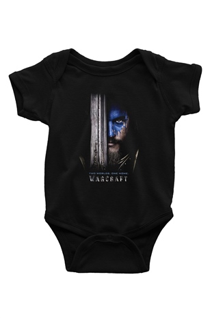 Warcraft Baskılı Siyah Bebek Body - Zıbın