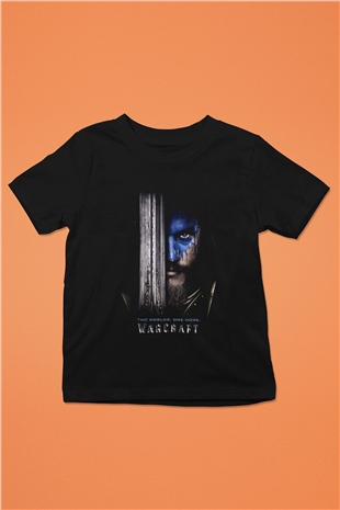 Warcraft Baskılı Siyah Unisex Çocuk Tişört
