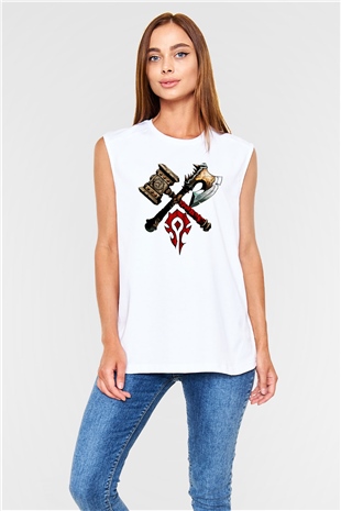 Warcraft Beyaz Unisex Kolsuz Tişört
