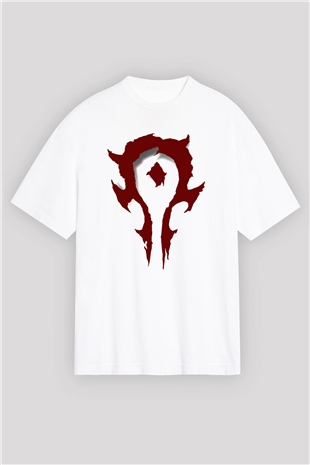 Warcraft Beyaz Unisex Oversize Tişört T-Shirt
