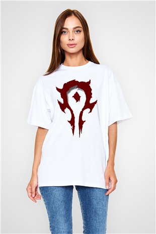 Warcraft Beyaz Unisex Oversize Tişört T-Shirt