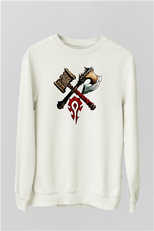 Warcraft Beyaz Unisex Sweatshirt