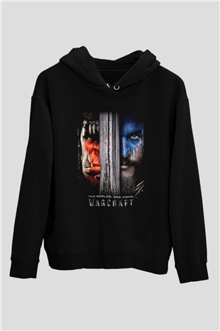 Warcraft Siyah Unisex Kapşonlu Sweatshirt