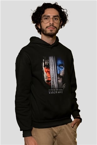 Warcraft Siyah Unisex Kapşonlu Sweatshirt