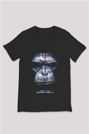 Warcraft Siyah Unisex V Yaka Tişört