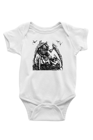 Warhammer Baskılı Beyaz Unisex Bebek Body - Zıbın