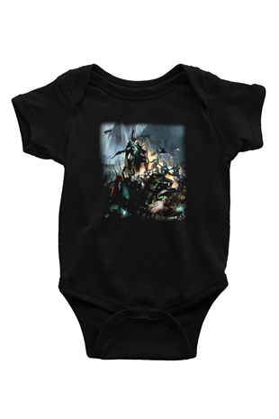 Warhammer Baskılı Siyah Bebek Body - Zıbın