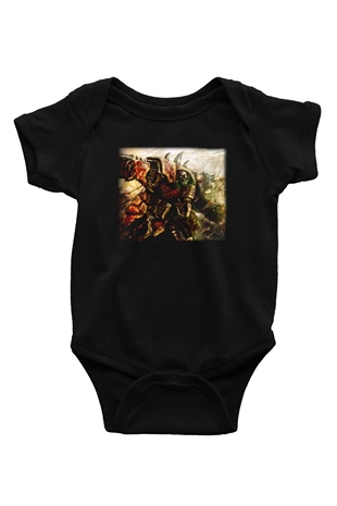 Warhammer Baskılı Siyah Bebek Body - Zıbın