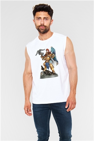 Warhammer Beyaz Unisex Kolsuz Tişört