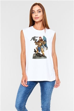 Warhammer Beyaz Unisex Kolsuz Tişört
