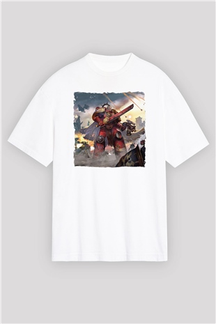 Warhammer Beyaz Oversize Tişört Oversize T-shirt
