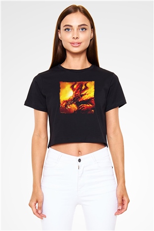 Warhammer Siyah  Crop Top Tişört