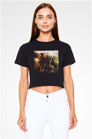 Warhammer Siyah Crop Top Tişört