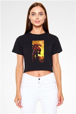 Warhammer Siyah  Crop Top Tişört