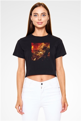 Warhammer Siyah  Crop Top Tişört