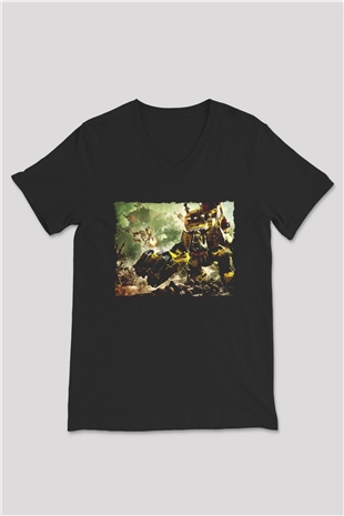 Warhammer Siyah Unisex V Yaka Tişört