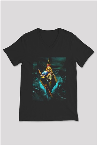 Warhammer Siyah Unisex V Yaka Tişört