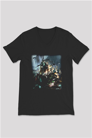 Warhammer Siyah Unisex V Yaka Tişört T-Shirt